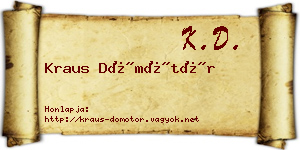 Kraus Dömötör névjegykártya